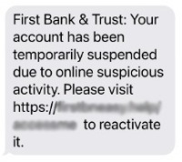 Text Scam Example Account Temporarily Suspended